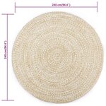 vidaXL Tapis fait à la main Jute Blanc et marron 240 cm