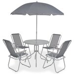 vidaXL Ensemble à manger d'extérieur 6 Pièces Acier et textilène Gris