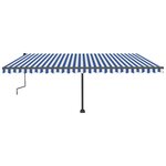 vidaXL Auvent manuel rétractable avec LED 500x350 cm Bleu et blanc