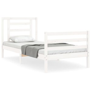 vidaXL Cadre de lit avec tête de lit blanc simple bois massif