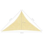 vidaXL Voile d'ombrage 160 g/m² Beige 2 5x2 5x3 5 m PEHD