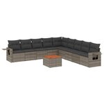 vidaXL Salon de jardin avec coussins 10 Pièces gris résine tressée