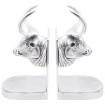 Serre-livres vidaXL 2 Pièces Argent 17x15x27 cm Aluminium Bull