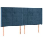 vidaXL Tête de lit avec oreilles Bleu foncé 183x16x118/128 cm Velours
