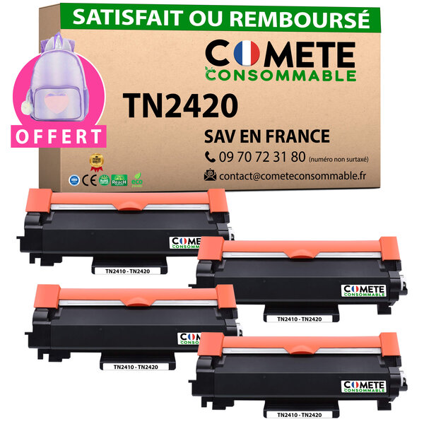 TN2420 - Pack de 4 Toners compatibles Brother TN2420 Noir - Marque française