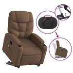 vidaXL Fauteuil inclinable de massage électrique Marron Tissu