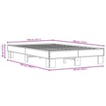 vidaXL Cadre de lit chêne fumé 140x190 cm bois d'ingénierie et métal