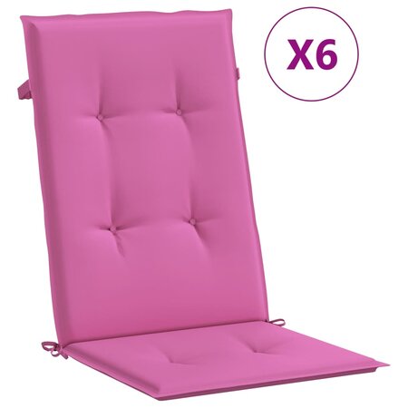 vidaXL Coussins de chaise à dossier haut lot de 6 rose tissu