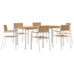 Ensemble de salle à manger de jardin 7 pièces en bois massif de teck vidaXL