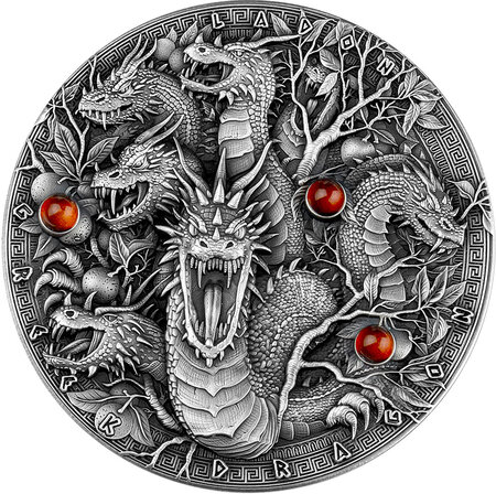 Pièce de monnaie en Argent 2 Dollars g 62.2 (2 oz) Millésime 2022 Dragons Niue LADON GREEK DRAGON