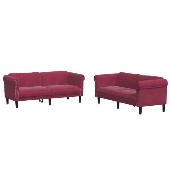 vidaXL Ensemble de canapés 2 Pièces rouge bordeaux velours