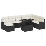 Ensemble de 9 Canapés de Jardin avec Coussins en Rattan Poly Noir
