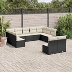 vidaXL Salon de jardin 11 Pièces avec coussins noir résine tressée