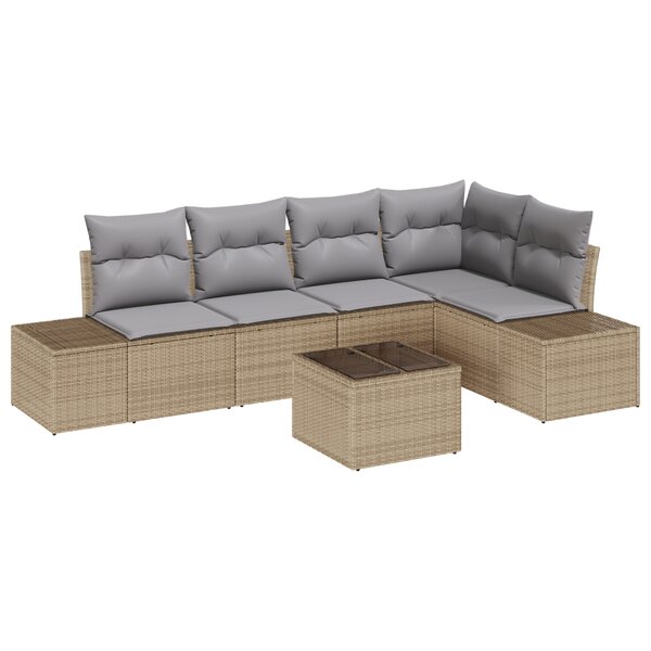 vidaXL Ensemble de Canapés de Jardin 6 pièces avec coussins en Rattan Poly Noir