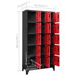 vidaXL Armoire à casiers Anthracite et rouge 90x40x180 cm Acier