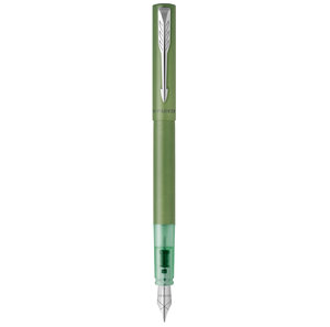 PARKER VECTOR XL Stylo plume laque verte métallisée sur laiton plume moyenne encre bleue Coffret cadeau