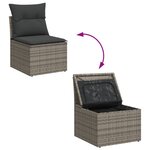 vidaXL Salon de jardin avec coussins 7 Pièces gris résine tressée
