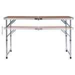 vidaXL Table pliable de camping Aluminium 120x60 cm