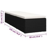 vidaXL Chaise longue avec coussin et table à thé rotin Blanc crème