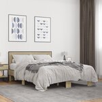 vidaXL Cadre de lit chêne sonoma 120x190 cm bois d'ingénierie et métal