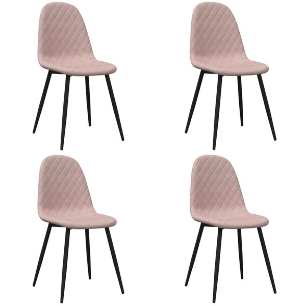 vidaXL Chaises à manger lot de 4 Rose Velours