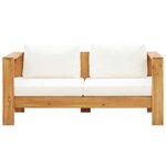 vidaXL Canapé de jardin avec coussin 140 cm Acacia solide Blanc crème