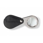 Loupe de poche Pliable LU25 - Grossissement 3X - Étui en cuir véritable noir