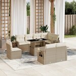 vidaXL Salon de jardin avec coussins 9 Pièces beige résine tressée