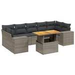 vidaXL Salon de jardin 8 Pièces avec coussins gris résine tressée