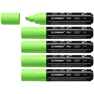 Marqueur pointe large FREE acrylic T800C vert clair x 5 STABILO
