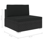 vidaXL Siège central sectionnel 1 pc et coussins Résine tressée Noir