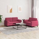 vidaXL Ensemble de canapés 2 Pièces avec coussins rouge bordeaux velours