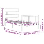vidaXL Cadre de lit avec tête de lit 90x200 cm bois massif