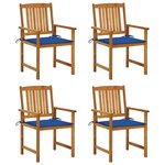 vidaXL Chaises de jardin avec coussins lot de 4 Bois d'acacia massif