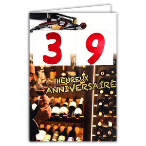 65-1401 Carte Heureux Anniversaire avec Enveloppe Tirettes de 1 à 119 ans Rouge Brillant Âge à choisir Cave Bar à vin œnologie Homme Grand Cru Millésimé Cuvé spéciale pour toi Fabriqué en France