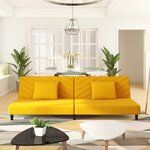 vidaXL Canapé-lit à 2 places avec deux oreillers Jaune Velours