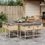 vidaXL Ensemble à manger de jardin et coussins 9 Pièces mélange beige