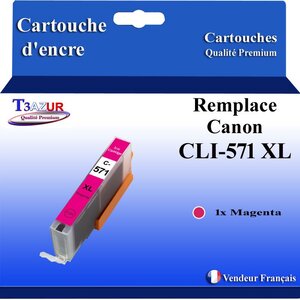 T3AZUR - Cartouche compatible avec Canon CLI571XL CLI-571 XL pour Canon Pixma TS5050 TS5051 TS5053 TS6050 TS6051 TS6052 - Magenta