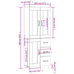 vidaXL Buffet haut Sonoma gris 69 5x34x180 cm Bois d'ingénierie