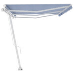 vidaXL Auvent manuel rétractable sur pied 600x300 cm Bleu/Blanc