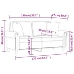 vidaXL Canapé 2 places avec oreillers décoratifs noir 140cm similicuir