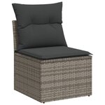 vidaXL Salon de jardin avec coussins 13 Pièces gris résine tressée