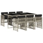 vidaXL Ensemble à manger de jardin et coussins 7 Pièces gris clair rotin