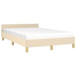 vidaXL Cadre de lit avec tête de lit crème 120x190 cm tissu
