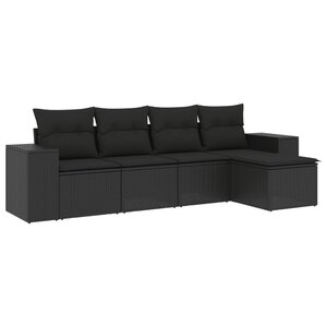 vidaXL Salon de jardin 5 Pièces avec coussins noir résine tressée