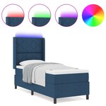 vidaXL Lit de Printemps avec Matelas & Lumière LED en Bleu  80x200 cm  Tissu