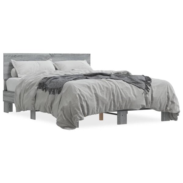 vidaXL Cadre de lit sans matelas sonoma gris 120x190 cm