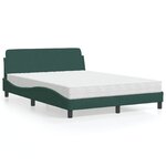 vidaXL Lit avec matelas vert foncé 140x190 cm velours