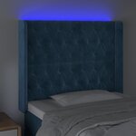 vidaXL Tête de lit à LED Bleu foncé 93x16x118/128 cm Velours