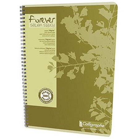 Cahier  CALLIGRAPHE FOREVER - A4 - spirales - 100 pages - 5x5 - papier recyclé & certifié - 21 x 29,7 cm (paquet 10 x 50 feuilles)